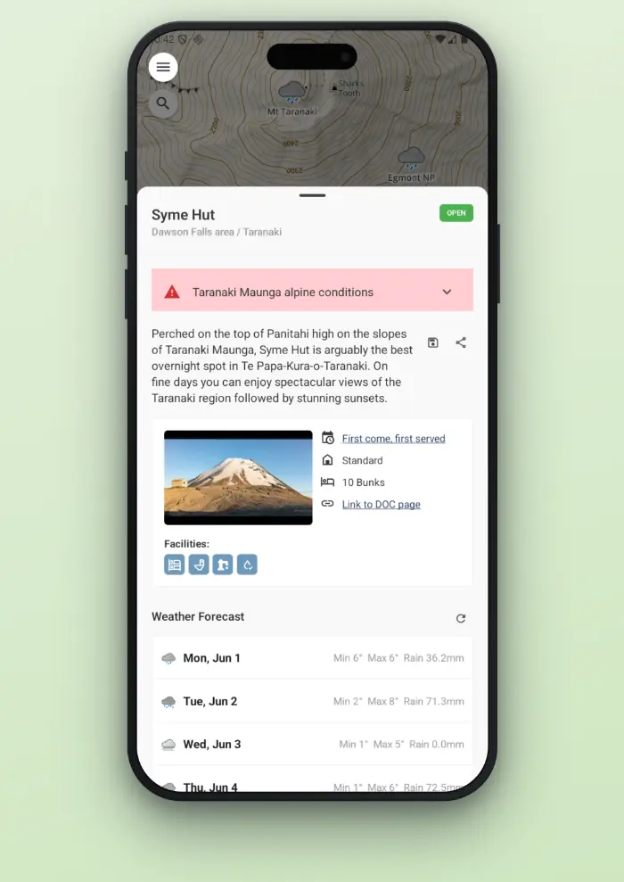 DOC hut details